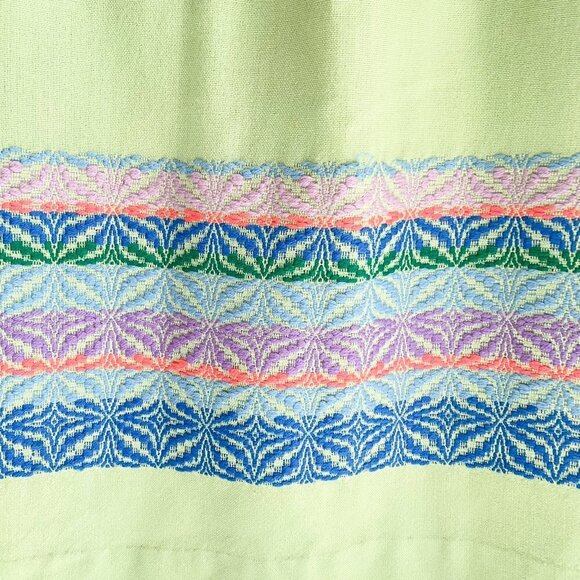 Vintage Lighweigth Wool Light Green Embroidered Ethnic Maxi  Skirt S - Picture 7 of 8